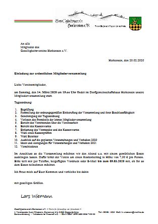 Jahreshauptversammlung 2020